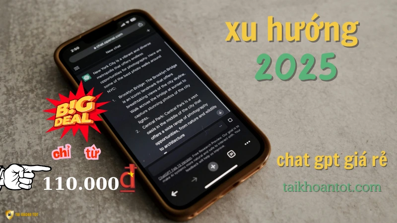 Dùng chatgpt plus giá rẻ từ Taikhoantot.com để tạo nội dung, học tập, và kinh doanh với chi phí hợp lý